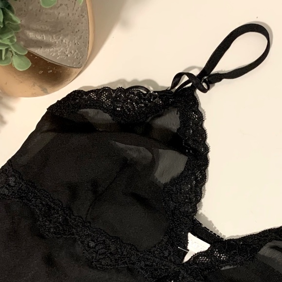 H&M | Lace Sheer Black V-Neck Sexy Lingerie Maxi Slip Dress - Picture 6 of 6